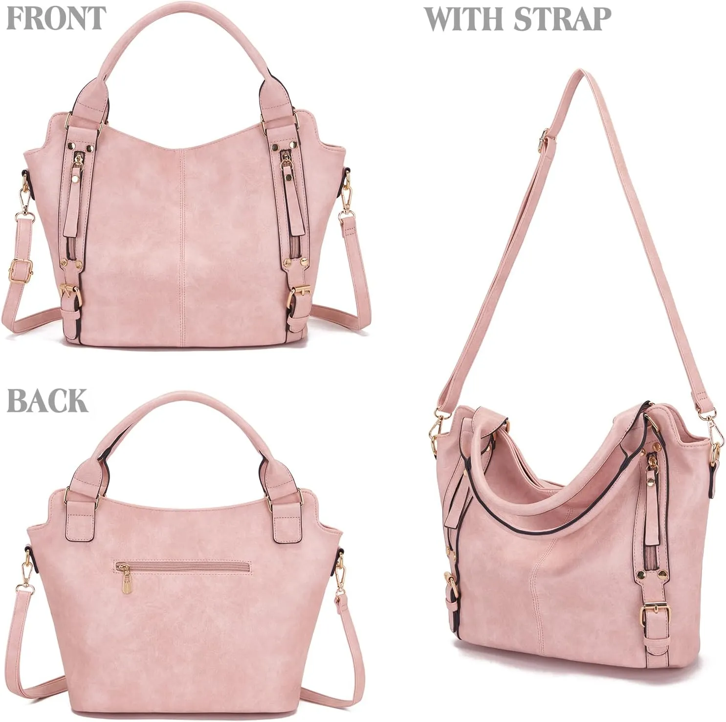 Soperwillton Purses for Women Large Shoulder Handbag Tote PU Leather Hobo Crossbody Bag Ladies Wallet Set 4pcs