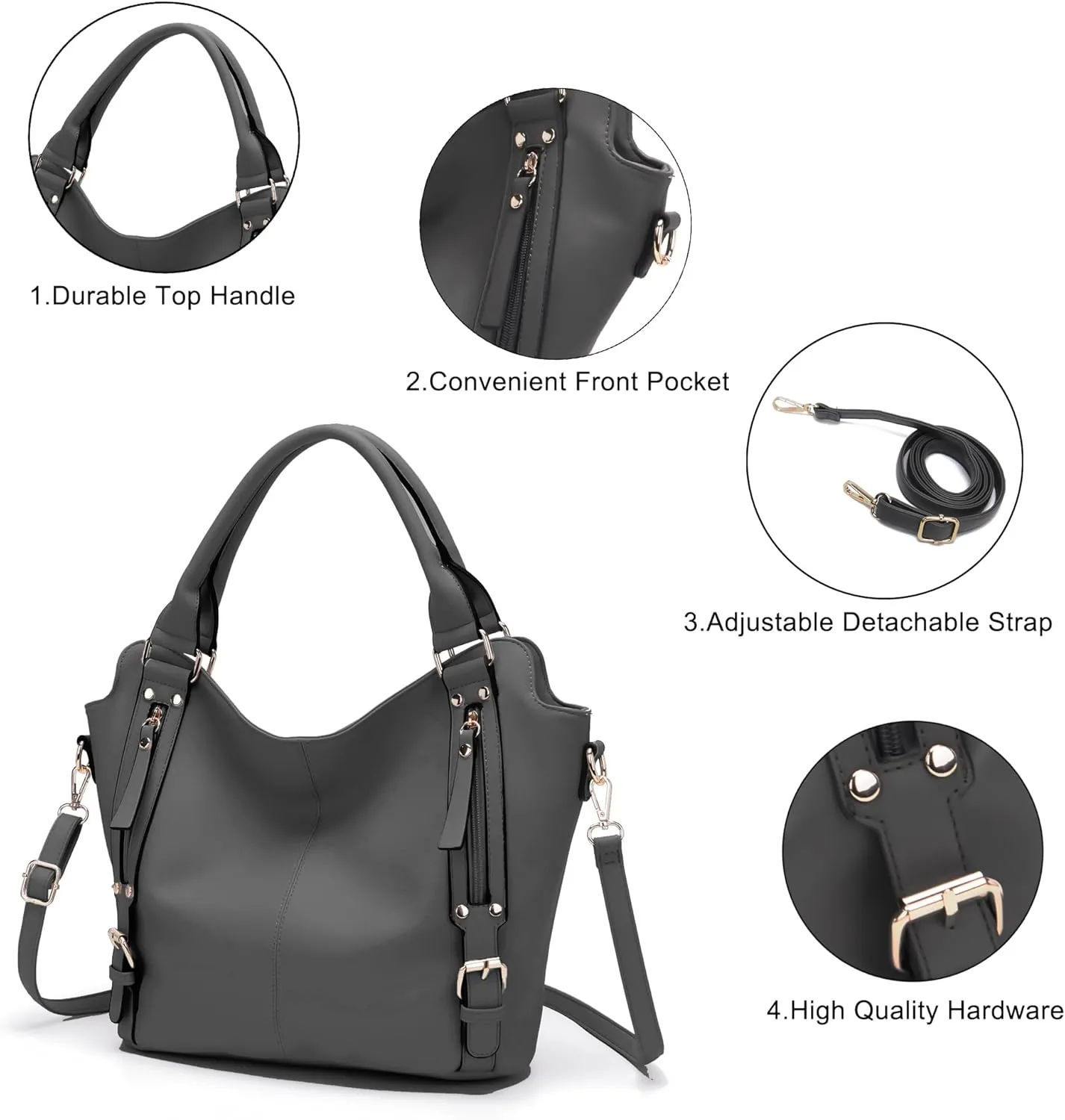 Soperwillton Purses for Women Large Shoulder Handbag Tote PU Leather Hobo Crossbody Bag Ladies Wallet Set 4pcs