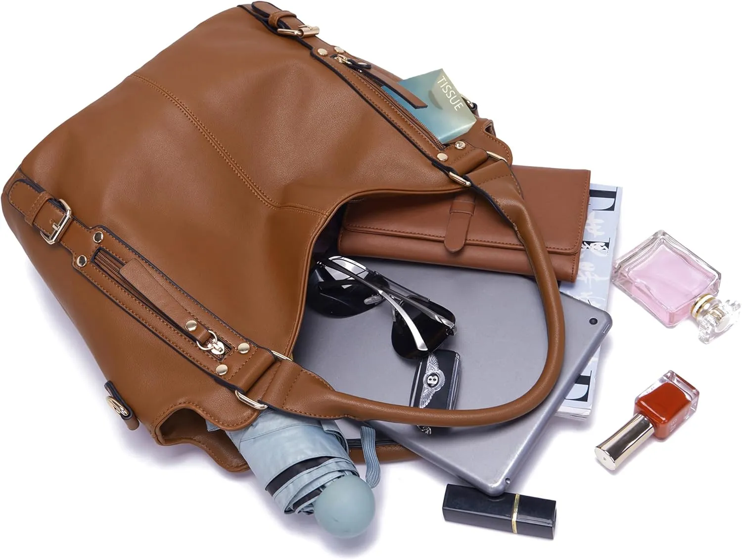 Soperwillton Purses for Women Large Shoulder Handbag Tote PU Leather Hobo Crossbody Bag Ladies Wallet Set 4pcs