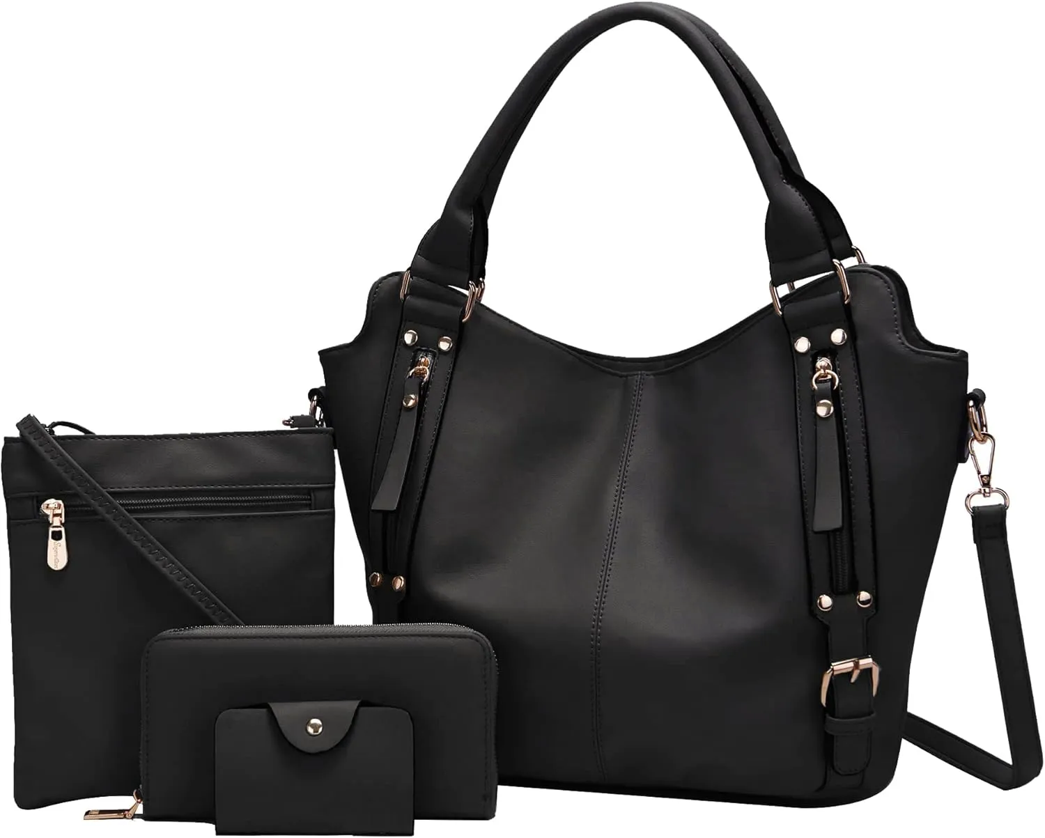 Soperwillton Purses for Women Large Shoulder Handbag Tote PU Leather Hobo Crossbody Bag Ladies Wallet Set 4pcs