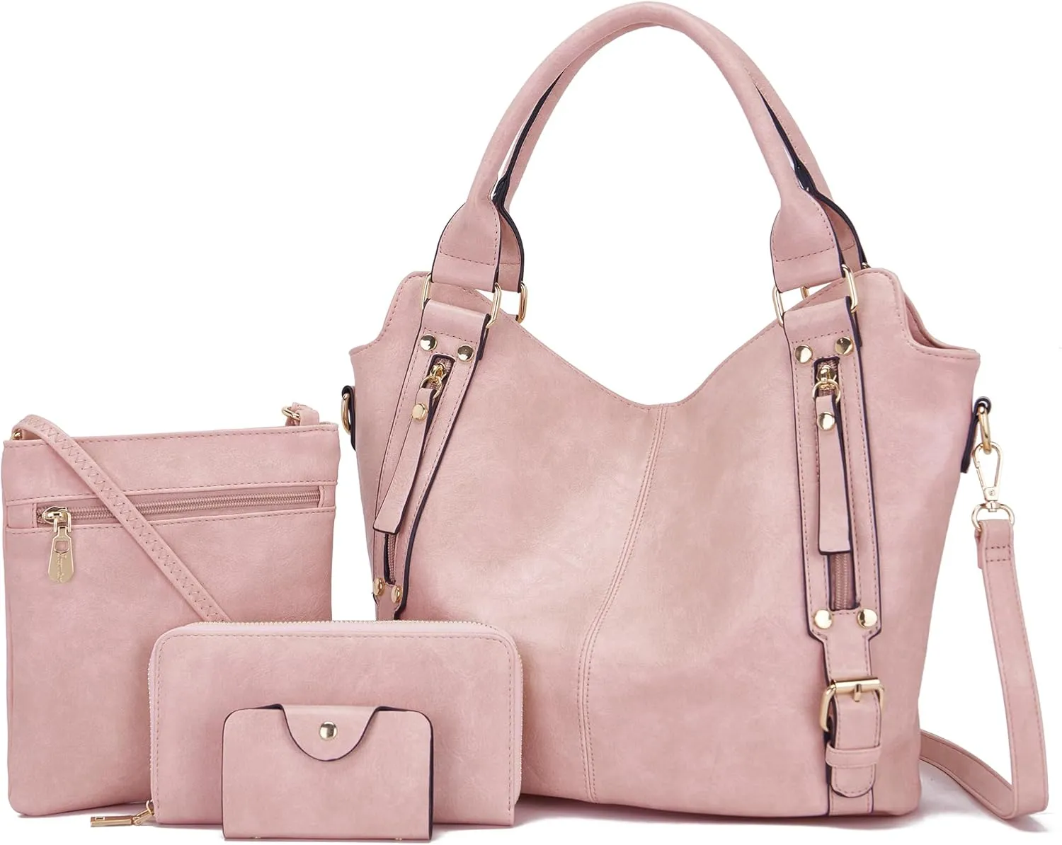 Soperwillton Purses for Women Large Shoulder Handbag Tote PU Leather Hobo Crossbody Bag Ladies Wallet Set 4pcs