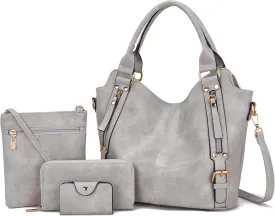 Soperwillton Purses for Women Large Shoulder Handbag Tote PU Leather Hobo Crossbody Bag Ladies Wallet Set 4pcs