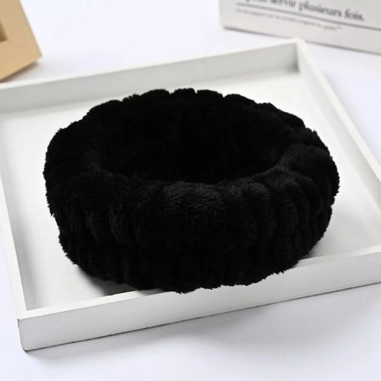 Spa Headband and Matching Wristbands for Washing Face, Adjustable Elastic Wash Wrist for Yoga Sports Make up Shower, 3pcs (Black)