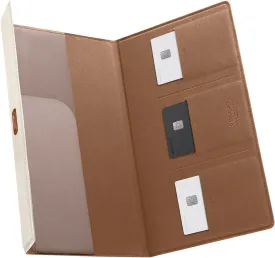 Spigen Car Registration and Insurance Card Holder Premium Velo Vegan Leather Designed for New Tesla Model Y 2025 Refresh 3/Y/S/X/Cybertruck Card Key, ID License Holder, Essential Document - Dune Beige