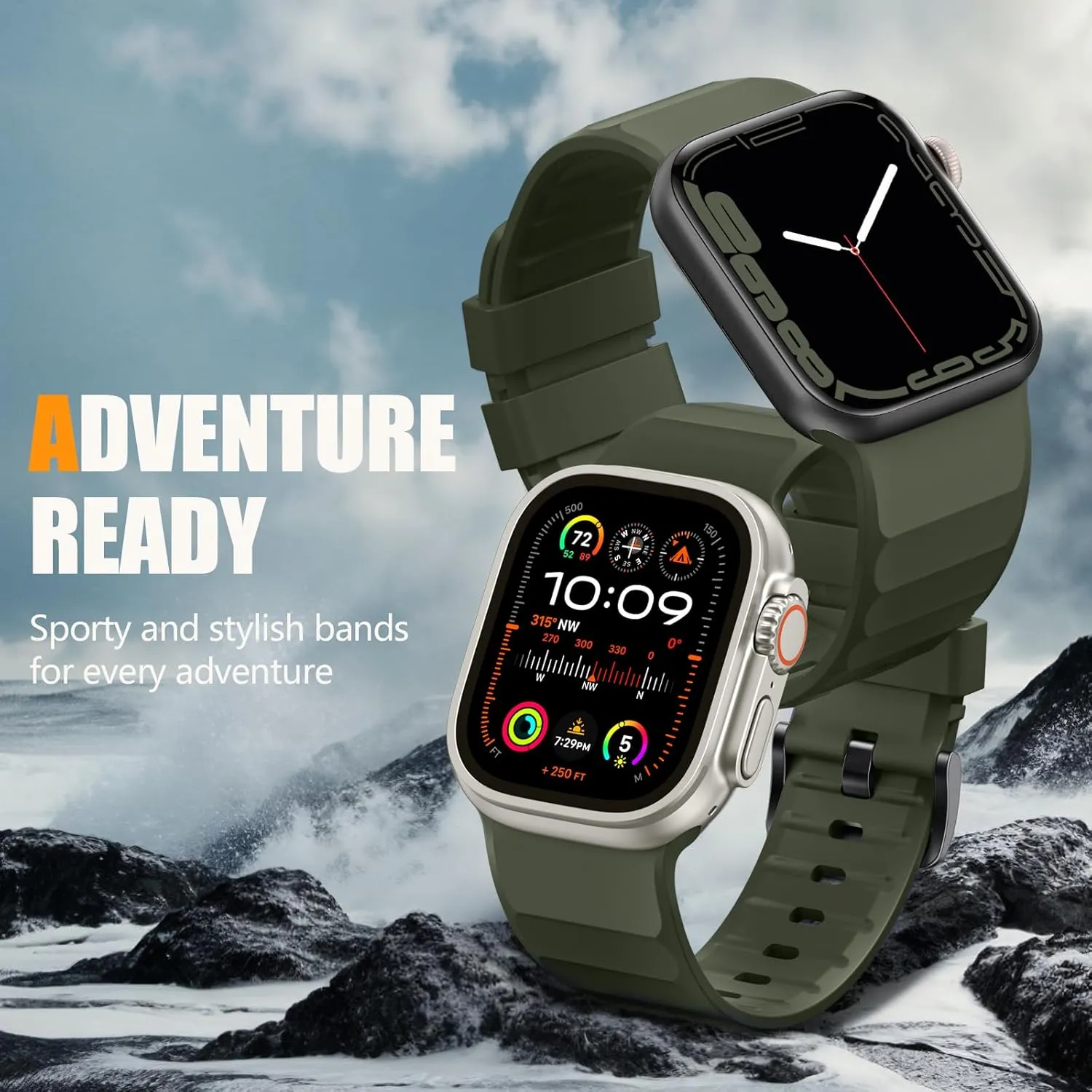 Sport Band Compatible with Apple Watch 49mm 46mm 45mm 44mm 42mm for Men Women, Soft Silicone Breathable Wristband Replacement Strap for iWatch Ultra 2 SE Series 10 9 8 7 6 5 4 3 2 1