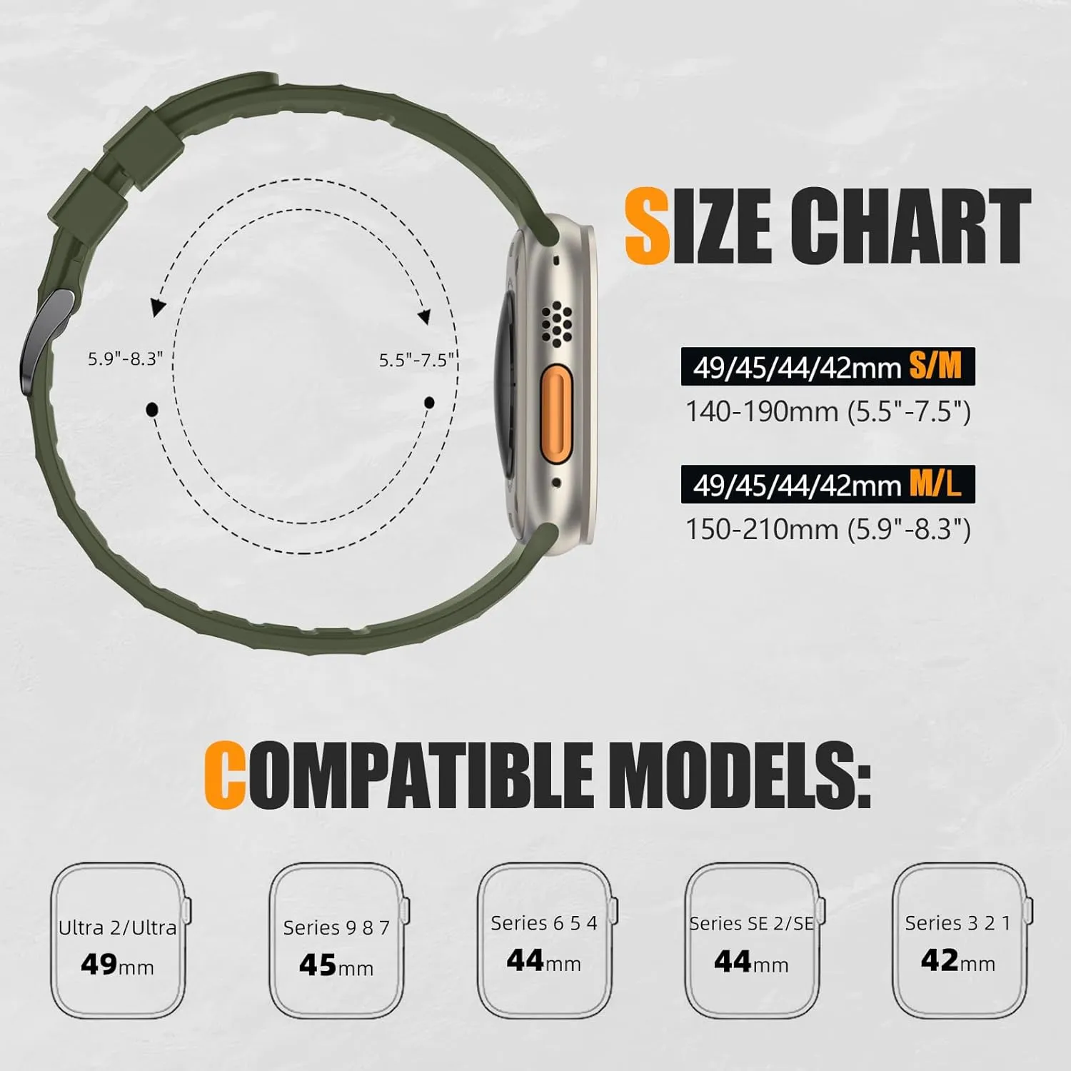 Sport Band Compatible with Apple Watch 49mm 46mm 45mm 44mm 42mm for Men Women, Soft Silicone Breathable Wristband Replacement Strap for iWatch Ultra 2 SE Series 10 9 8 7 6 5 4 3 2 1