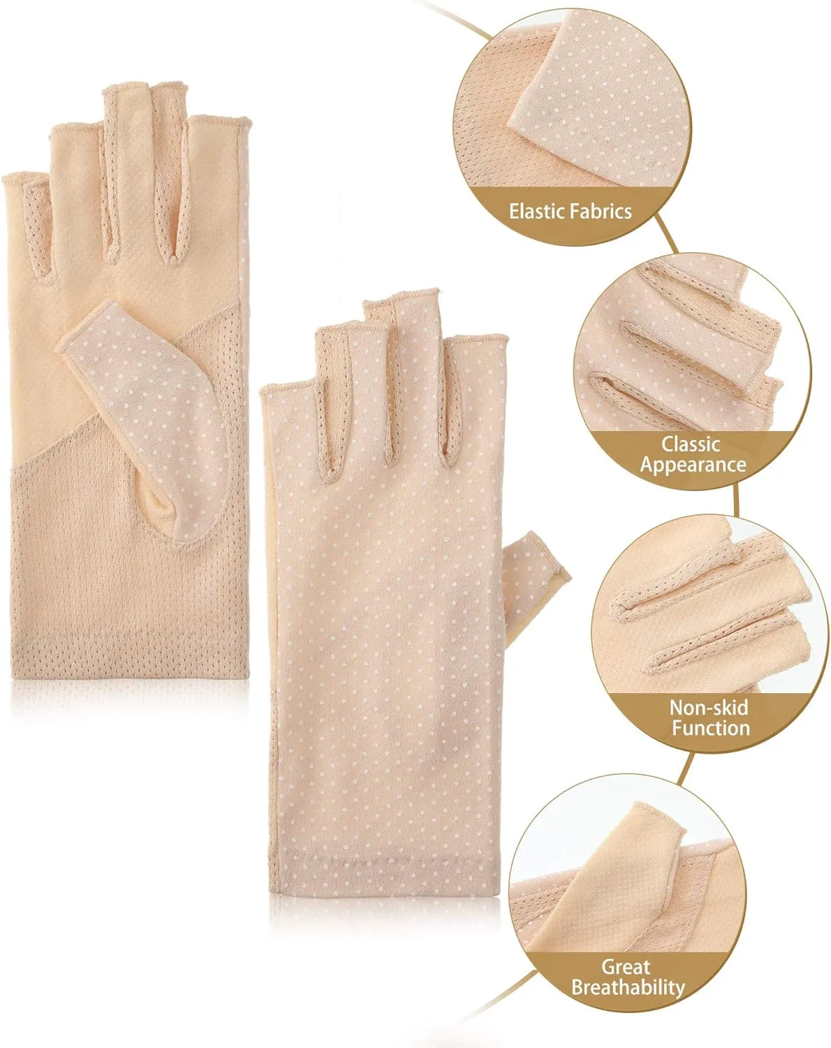 Sunblock Fingerless Gloves Non-slip UV Protection Driving Gloves Summer Outdoor Mittens for Women Girls