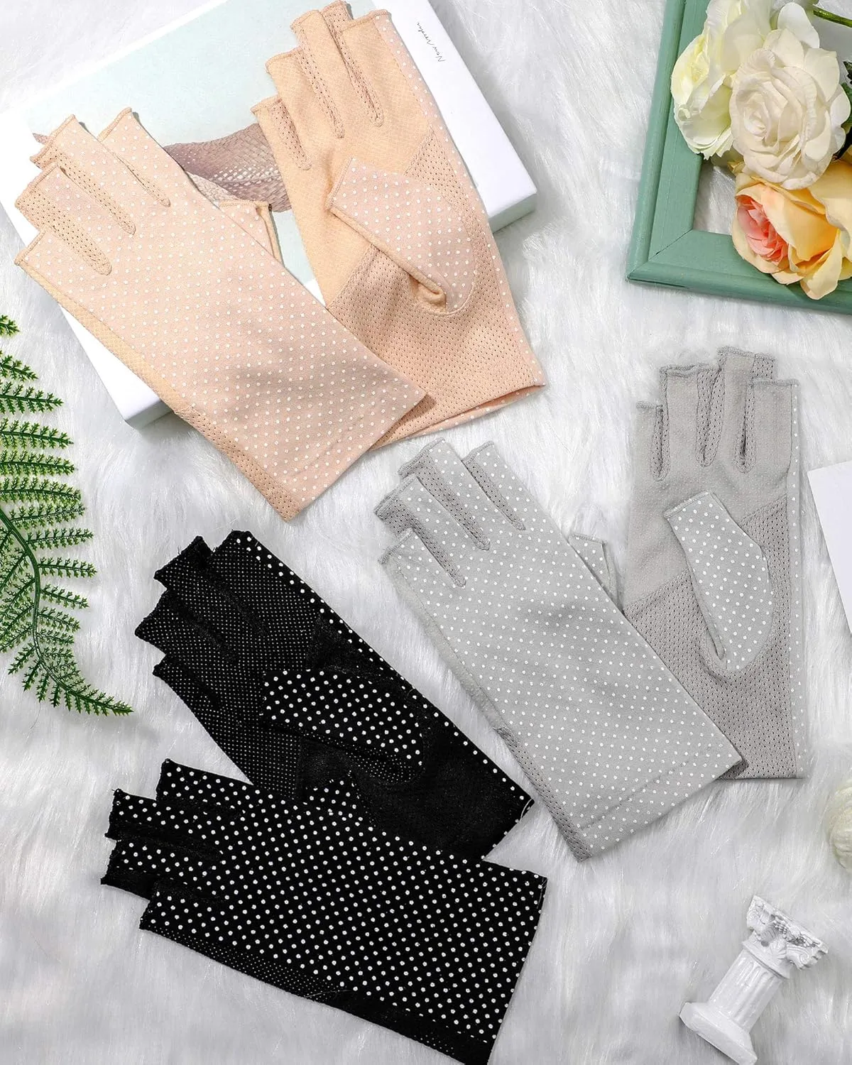 Sunblock Fingerless Gloves Non-slip UV Protection Driving Gloves Summer Outdoor Mittens for Women Girls