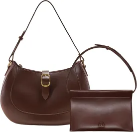 SUNLIGHT LEAVES Vintage Vegan Leather Crescent Hobo Bag For Women Lunar Shoulder Purse Satchel Under Arm Lady Handbag