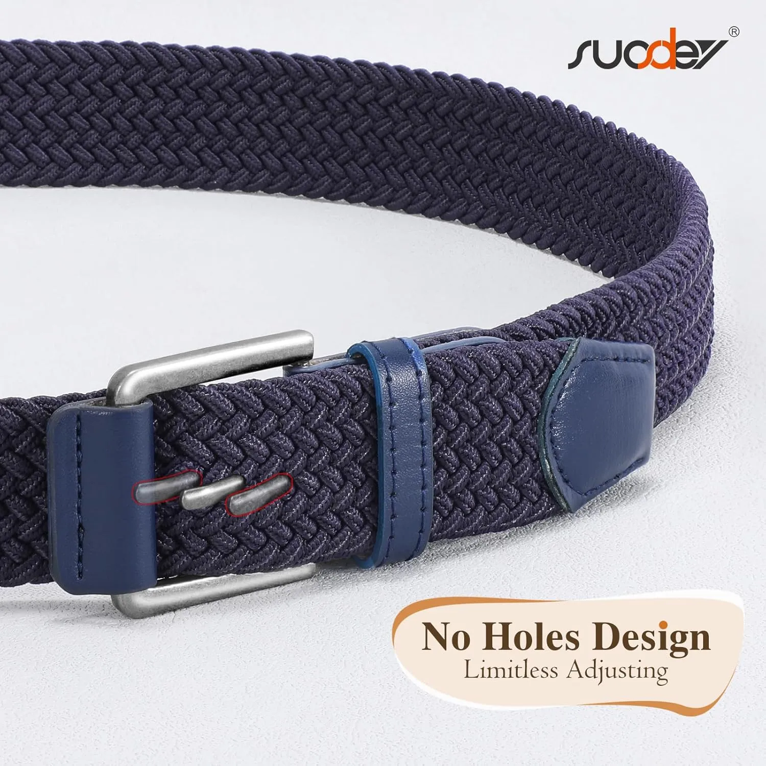 SUOSDEY Men Stretch Woven Belt Golf Braided Belt Casual Elastic Belt Web Belt for Jeans Pants