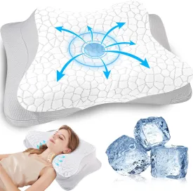 SUPA MODERN Cooling Cervical Neck Pillow for Sleeping, Contour Cool  Side Sleeper Pillow for Adults, Ergonomic Memory Foam Orthopedic Neck Pain Relief, Stomach Sleeping with Luxury Cool Cover