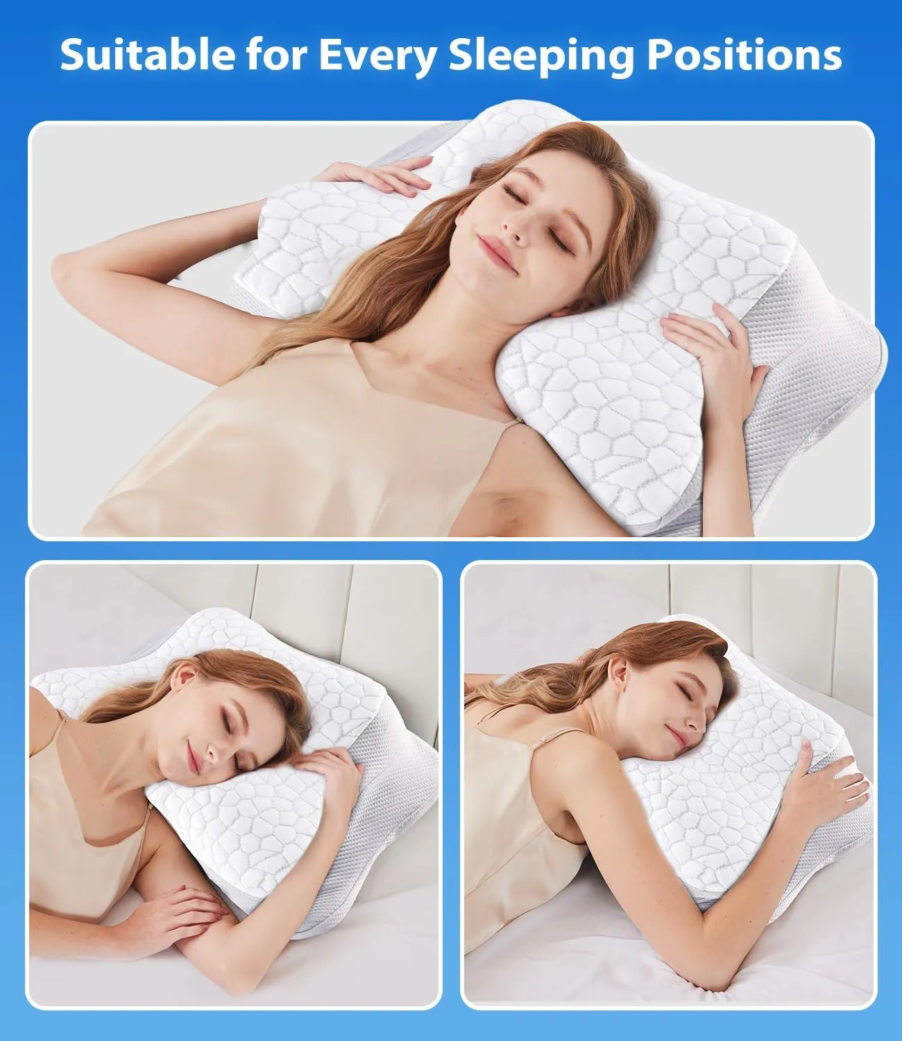 SUPA MODERN Cooling Cervical Neck Pillow for Sleeping, Contour Cool  Side Sleeper Pillow for Adults, Ergonomic Memory Foam Orthopedic Neck Pain Relief, Stomach Sleeping with Luxury Cool Cover