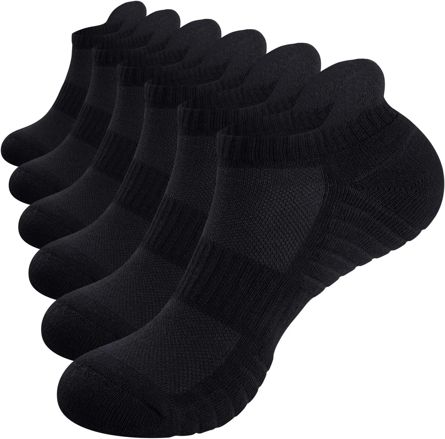 TANSTC Mens 6 Pairs Anti-Blister Cushioned Breathable Running Cotton Socks, Athletic Ankle Sports