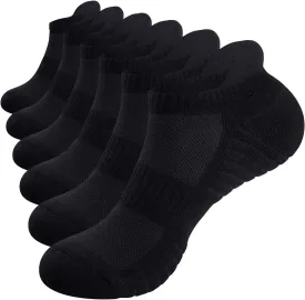 TANSTC Mens 6 Pairs Anti-Blister Cushioned Breathable Running Cotton Socks, Athletic Ankle Sports