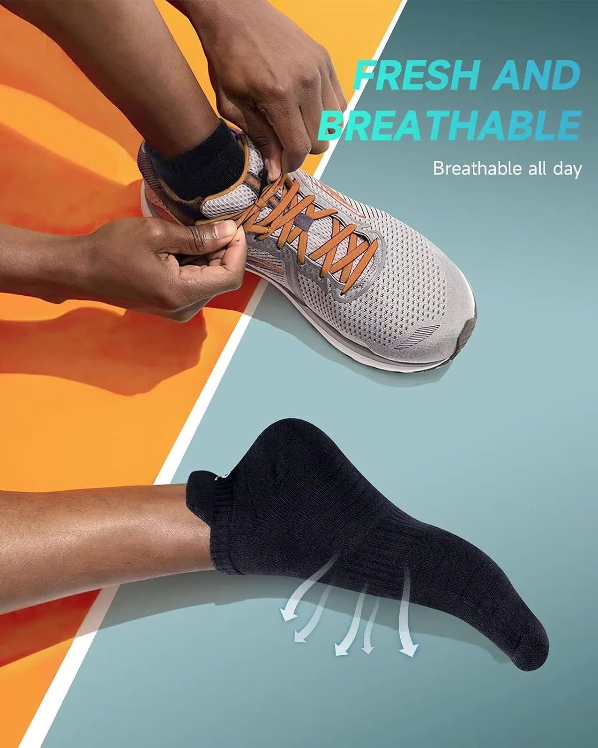 TANSTC Mens 6 Pairs Anti-Blister Cushioned Breathable Running Cotton Socks, Athletic Ankle Sports