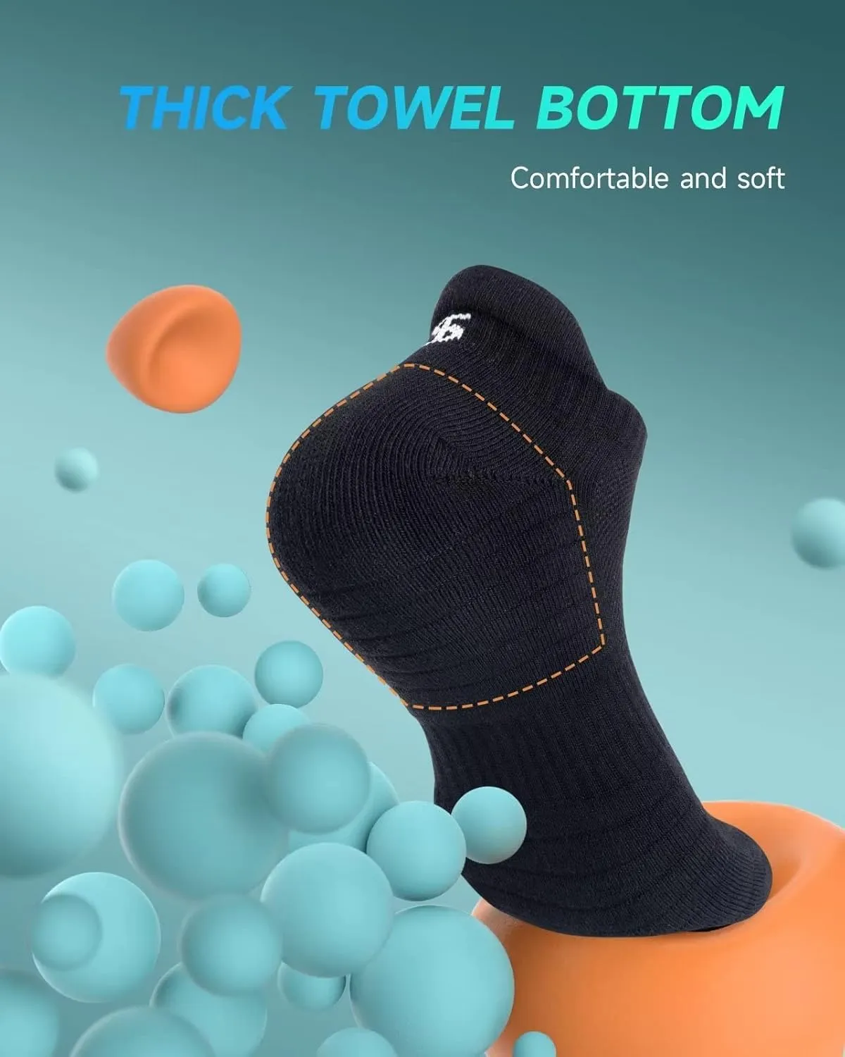 TANSTC Mens 6 Pairs Anti-Blister Cushioned Breathable Running Cotton Socks, Athletic Ankle Sports