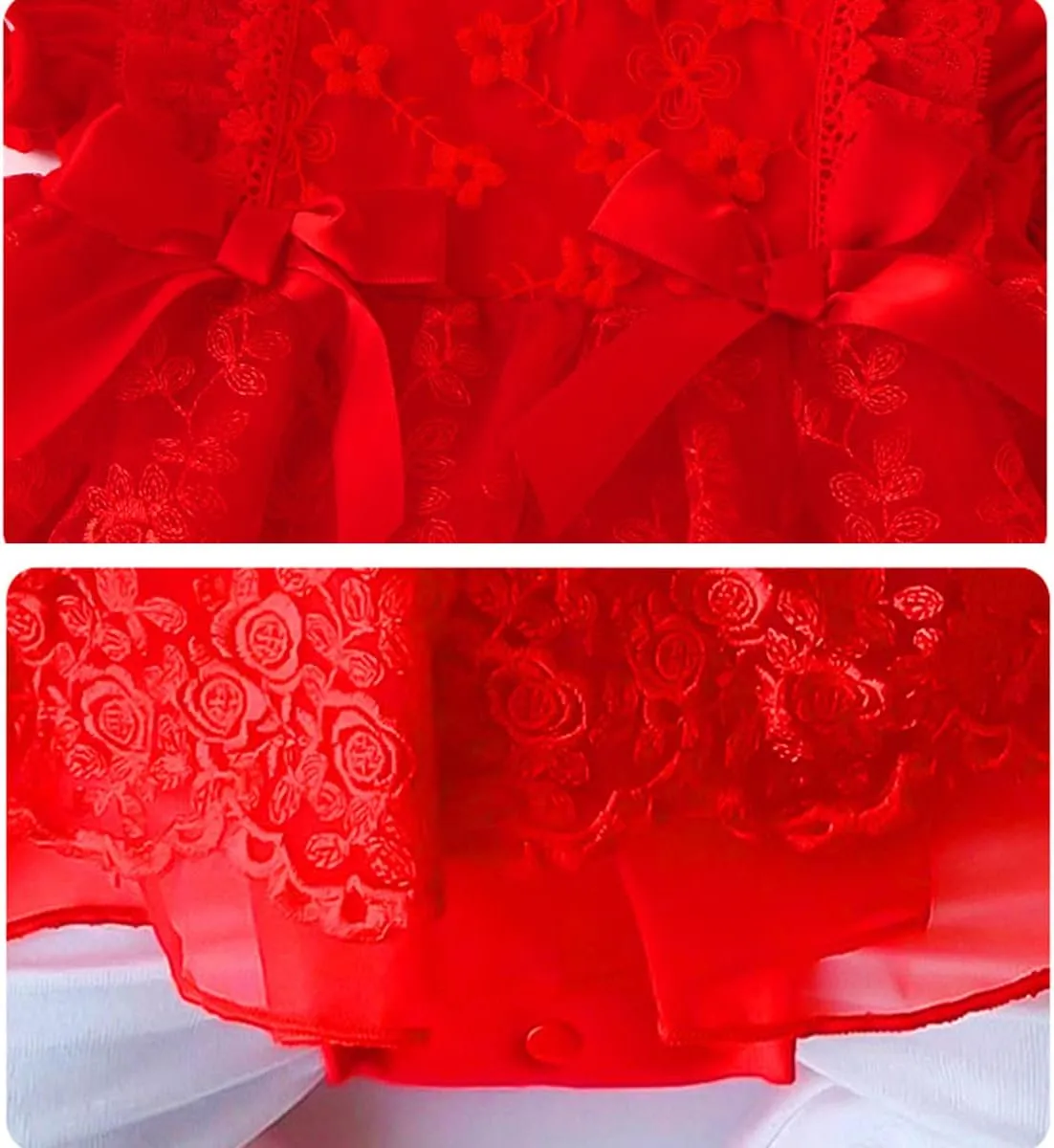 Toddler Baby Girl Long Sleeve Fall Dress Flower Lace Wedding First Birthday Baptism Christening Dresses with Hat Outfit