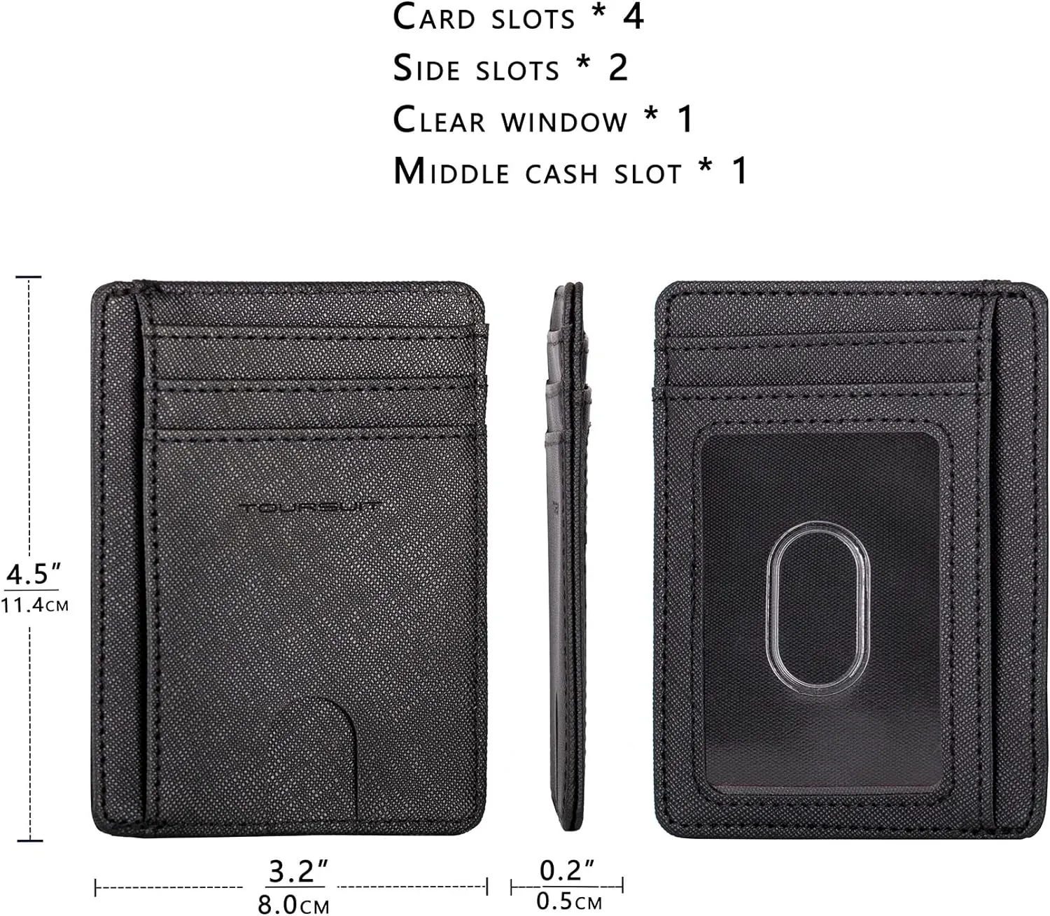 TOURSUIT Travel Minimalist Slim Front Pocket Wallet for Men Women, RFID Blocking Credit Card Holder Case (Cross Black)