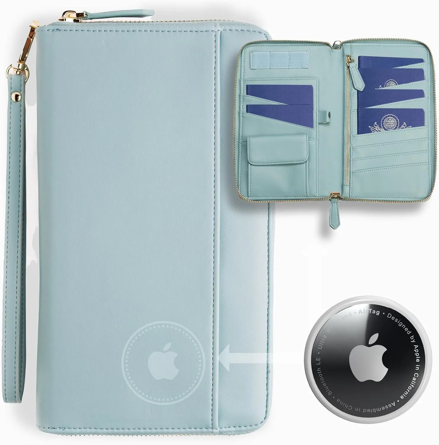Travel Document Organizer - RFID Passport Wallet Case Family Holder Id Wristlet