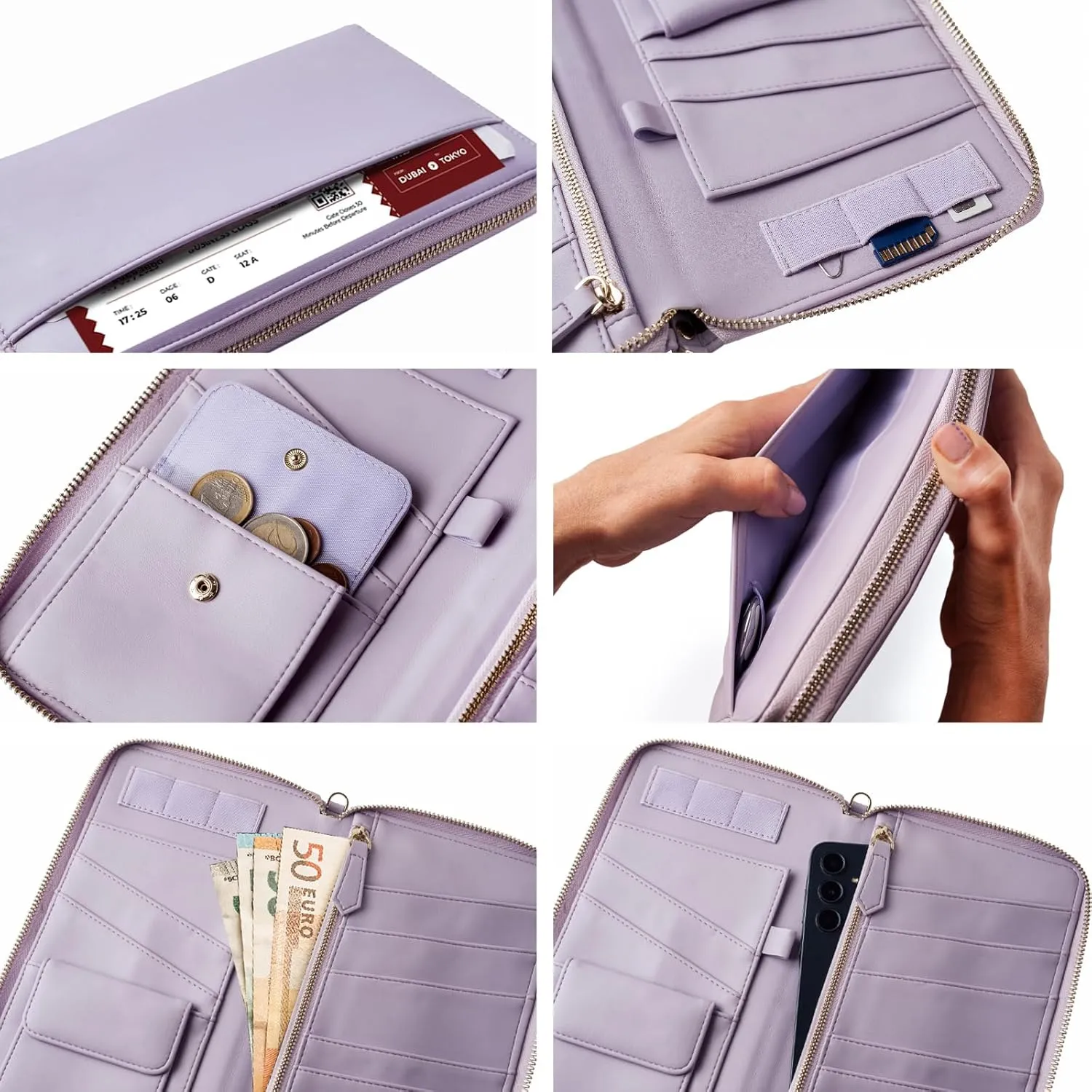 Travel Document Organizer - RFID Passport Wallet Case Family Holder Id Wristlet
