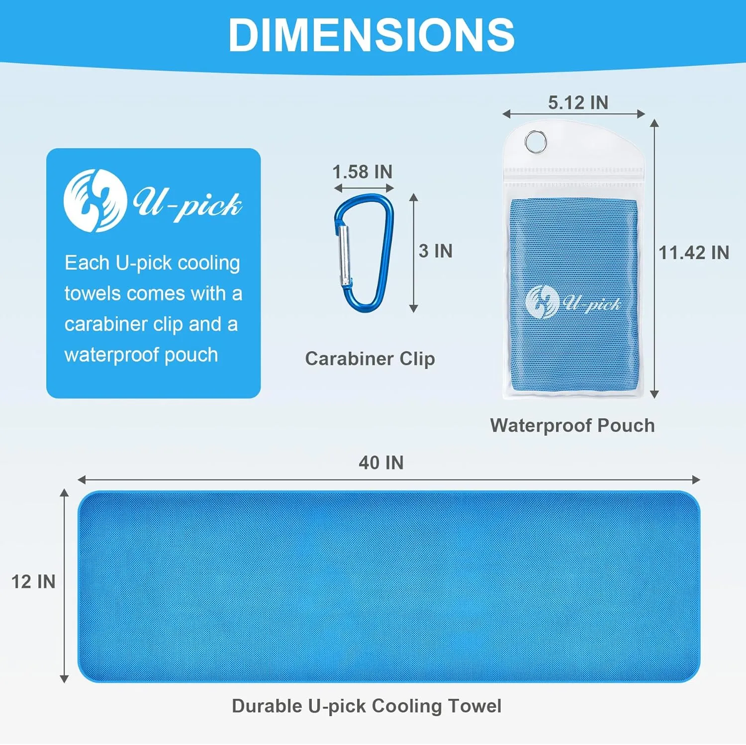 U-pick Cooling Towels (40"x12"), Cooling Towel for Neck and Face, Soft Breathable Chill Ice Towel, Stay Cool Sweat Rags for Gym, Yoga, Workout, Exercise, Sport, Beach, Camping, Cruise