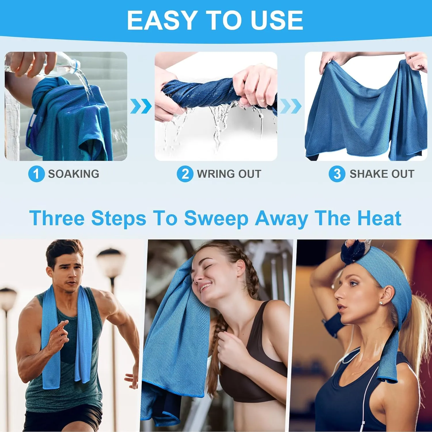 U-pick Cooling Towels (40"x12"), Cooling Towel for Neck and Face, Soft Breathable Chill Ice Towel, Stay Cool Sweat Rags for Gym, Yoga, Workout, Exercise, Sport, Beach, Camping, Cruise