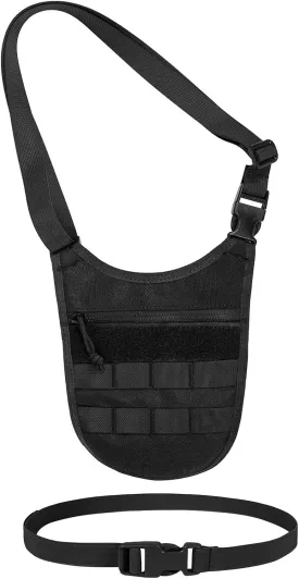Underarm sling bag for men,Slim anti theft Conceal Carry crossbody tactical Chest Molle bag with Elastic Waistband