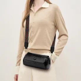 Vegan Leather Crossbody Bag for Women, Small Shoulder Purse with Wide Strap