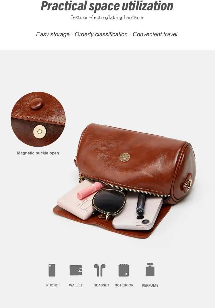 Vegan Leather Crossbody Bag for Women, Small Shoulder Purse with Wide Strap