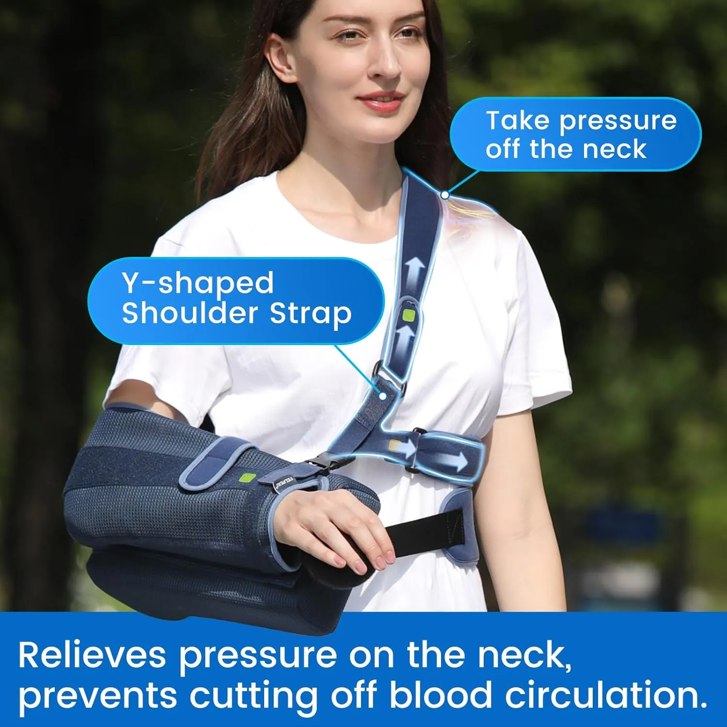 Velpeau Shoulder Abduction Sling with Two Removable Pillows, Shoulder Immobilizer Strap for Sleeping, Rotator Cuff Surgery, Medical Sling for Women & Men, Fits Left & Right Arm (L, Bust 41)