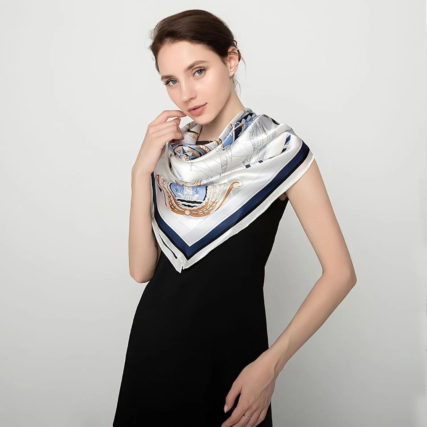 vimate 35" Square Silk Like Head Scarf - Women's Fashion Silk Feeling Scarf for Hair Wrapping and Sleeping at Night.