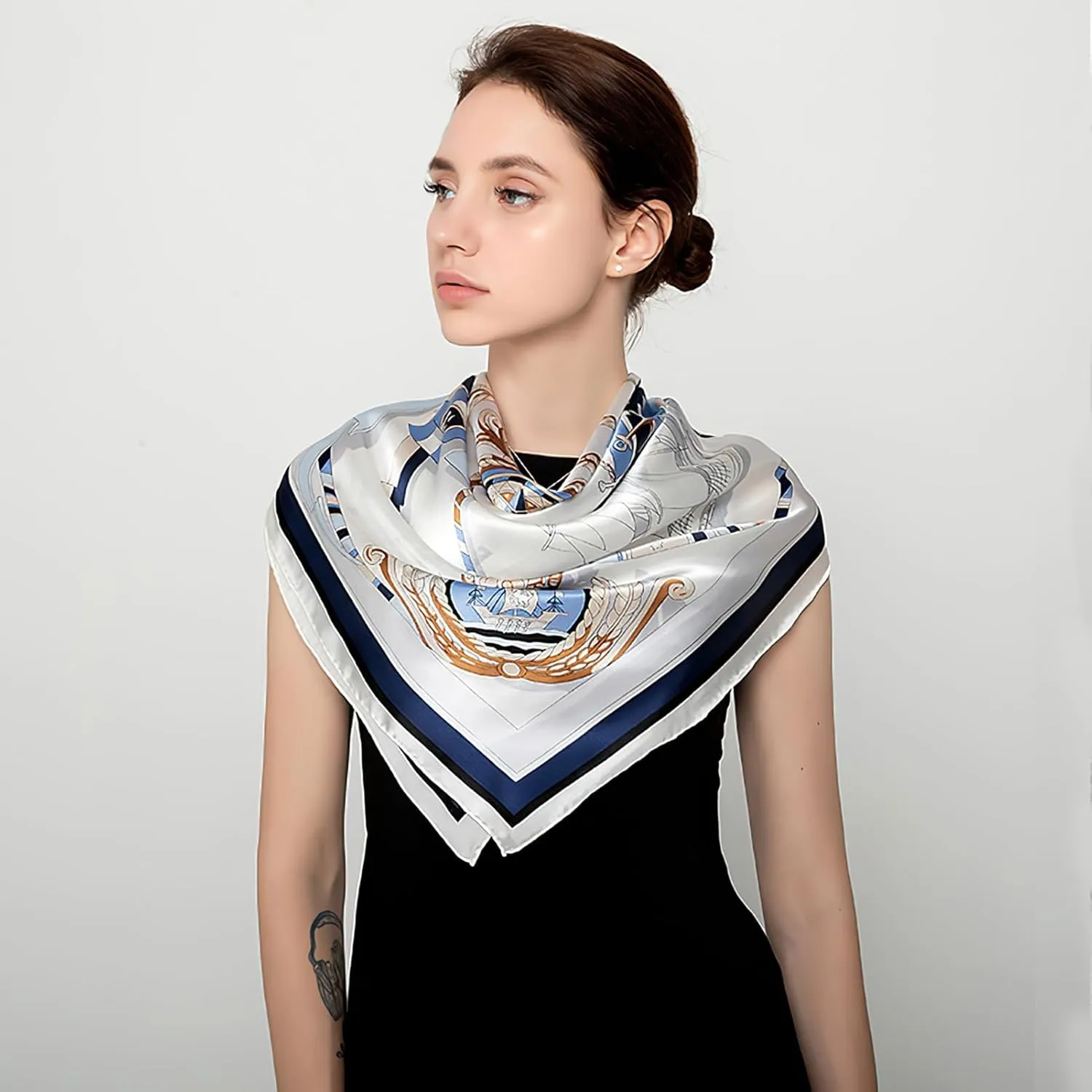 vimate 35" Square Silk Like Head Scarf - Women's Fashion Silk Feeling Scarf for Hair Wrapping and Sleeping at Night.