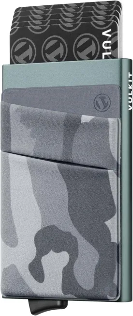 VULKIT Card Holder with Money Pocket Pop Up Wallet RFID Blocking Slim Metal Bank Card Case Holds 5 Cards and Notes(Camouflage Grey)