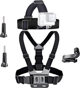 VVHOOY Action Camera Accessories Head Strap Mount Chest Harness Compatible with AKASO EK7000 Brave 4 Brave 7 LE V50X Native/GoPro Hero 13 12 11 10 9 8 7 6 5/VEMONT/Dragon Touch/HLS/Apexcam/REMALI