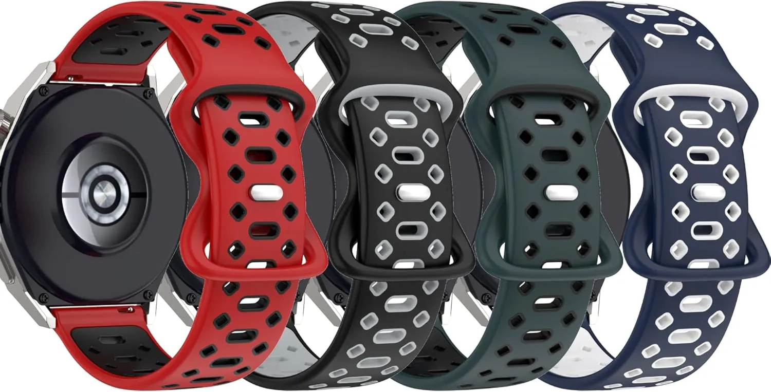 Watch Bands Compatible for Amazfit Bip 5/Balance/GTR 4/GTR 3 Pro/GTR 3/Bip 5/GTR 2/GTR 2e,for Huawei Watch GT3 Pro/GT3 46MM/GT2 Pro for Women&Men Breathable Silicone Replacement Wristbands Adjustable Sport Strap