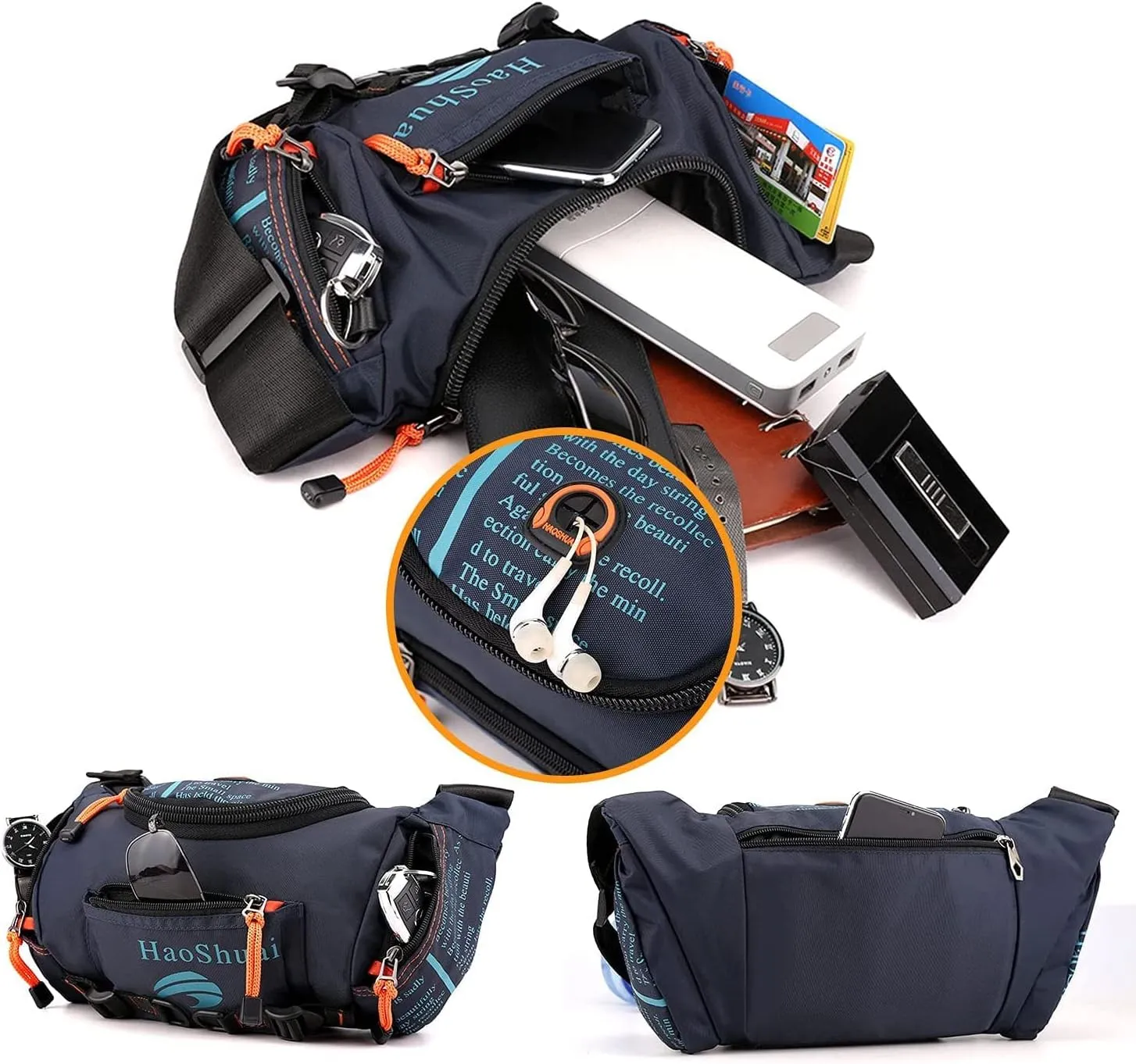 Waterproof Fanny Pack Crossbody Outdoor Waist Bag Pouch With Adjustable Strap Travel Hip Bag For Men Mountaineering,Hiking,Traveling, Camping, Cycling,Running (Dark green)