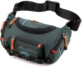 Waterproof Fanny Pack Crossbody Outdoor Waist Bag Pouch With Adjustable Strap Travel Hip Bag For Men Mountaineering,Hiking,Traveling, Camping, Cycling,Running (Dark green)
