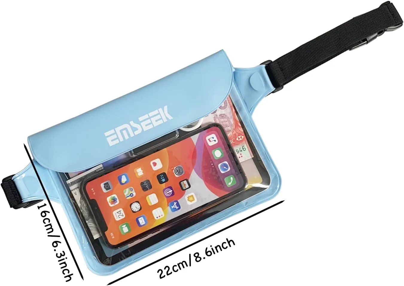 Waterproof Waist Pouch Dry Belt Bag Fanny Pack Keep Your Key Fob Wallet Kindle Phone Dry Perfect For Swim Surf Snorkel(Blue)