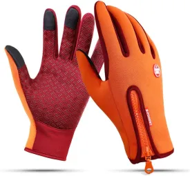 Winter Gloves Touch Screen Warm Gloves Cold Weather Windproof Cycling Driving Riding Bike Telefingers Thermal Gloves Non-Slip Silicone Gel Adjustable Full Finger Mittens