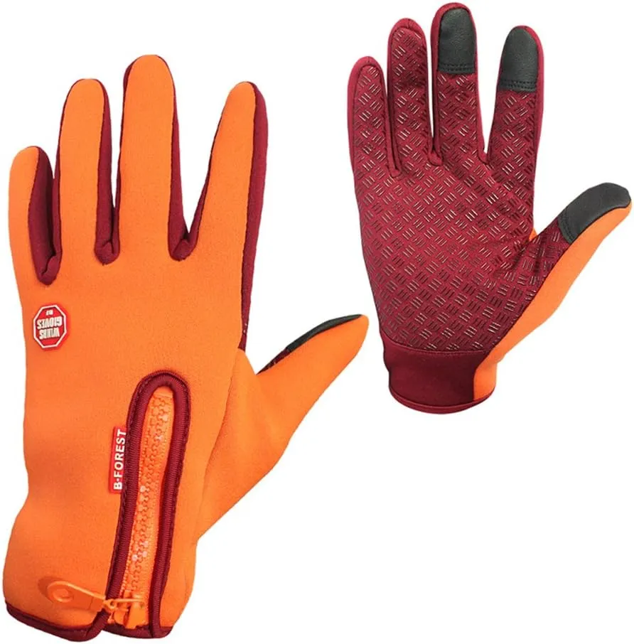 Winter Gloves Touch Screen Warm Gloves Cold Weather Windproof Cycling Driving Riding Bike Telefingers Thermal Gloves Non-Slip Silicone Gel Adjustable Full Finger Mittens