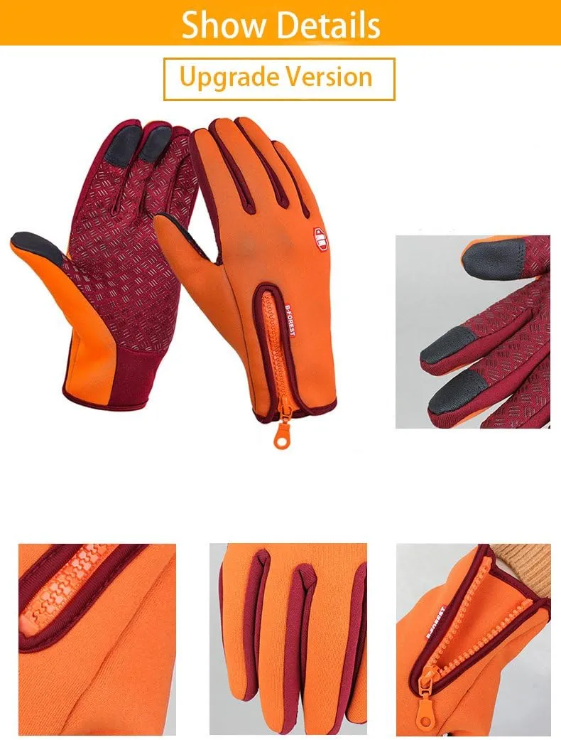 Winter Gloves Touch Screen Warm Gloves Cold Weather Windproof Cycling Driving Riding Bike Telefingers Thermal Gloves Non-Slip Silicone Gel Adjustable Full Finger Mittens