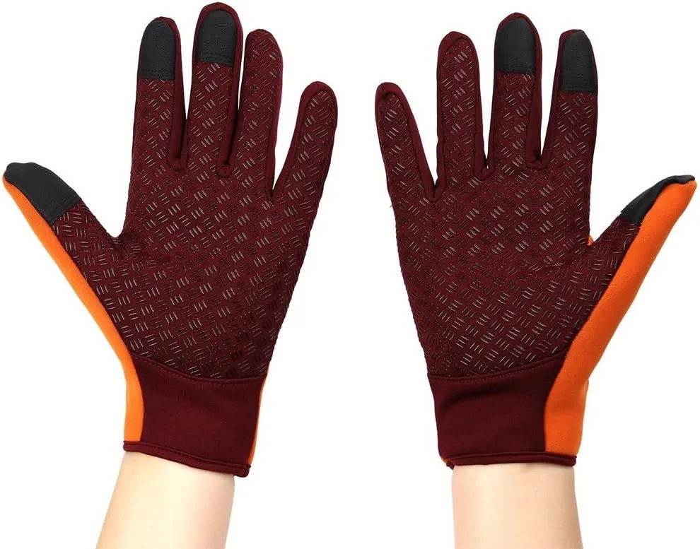 Winter Gloves Touch Screen Warm Gloves Cold Weather Windproof Cycling Driving Riding Bike Telefingers Thermal Gloves Non-Slip Silicone Gel Adjustable Full Finger Mittens