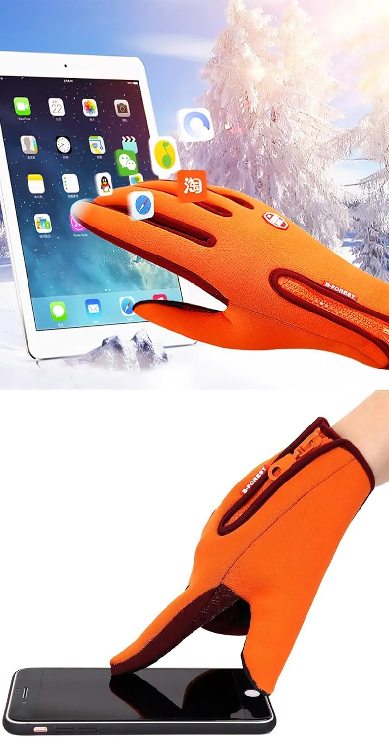 Winter Gloves Touch Screen Warm Gloves Cold Weather Windproof Cycling Driving Riding Bike Telefingers Thermal Gloves Non-Slip Silicone Gel Adjustable Full Finger Mittens