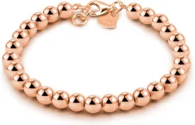 Women 925 Sterling Silver Round Bead Bracelet Minimalist 4-6MM 13-21CM Bell and Heart Pendant Prayer Beads Link Chain Bracelet Men Charm Jewelry Gift