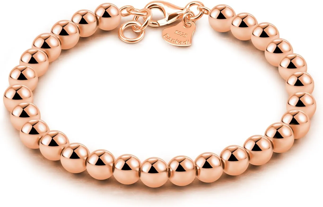 Women 925 Sterling Silver Round Bead Bracelet Minimalist 4-6MM 13-21CM Bell and Heart Pendant Prayer Beads Link Chain Bracelet Men Charm Jewelry Gift