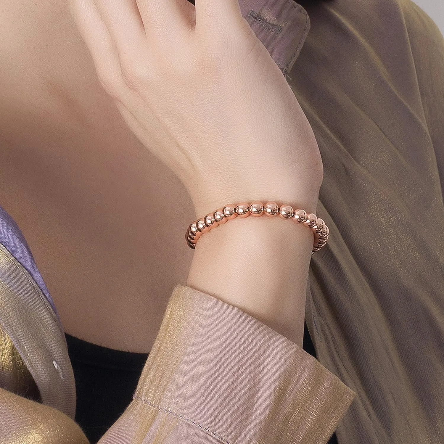 Women 925 Sterling Silver Round Bead Bracelet Minimalist 4-6MM 13-21CM Bell and Heart Pendant Prayer Beads Link Chain Bracelet Men Charm Jewelry Gift