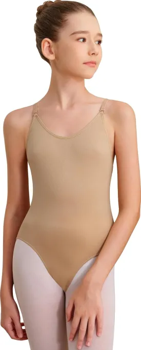 Women and Girls Seamless Nude Leotard Camisole Dance Leotard for Ballet Undergarment Leotard with Clear Straps
