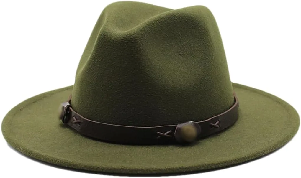 Women Fedoras Woolen Hat Classic Jazz Hat Flat Brim Hat Couple Hat Outdoor Travel 10 59-61cm