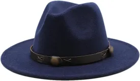 Women Fedoras Woolen Hat Classic Jazz Hat Flat Brim Hat Couple Hat Outdoor Travel 16 59-61cm