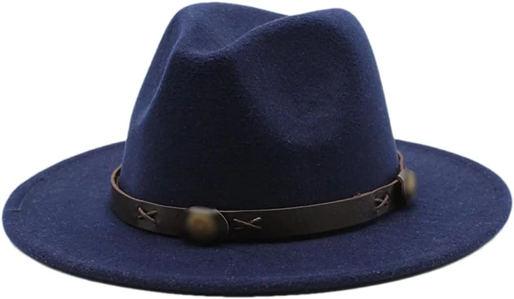 Women Fedoras Woolen Hat Classic Jazz Hat Flat Brim Hat Couple Hat Outdoor Travel 16 59-61cm